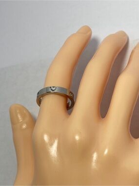 Silver Heart Accent Stainless Steel Band Ring